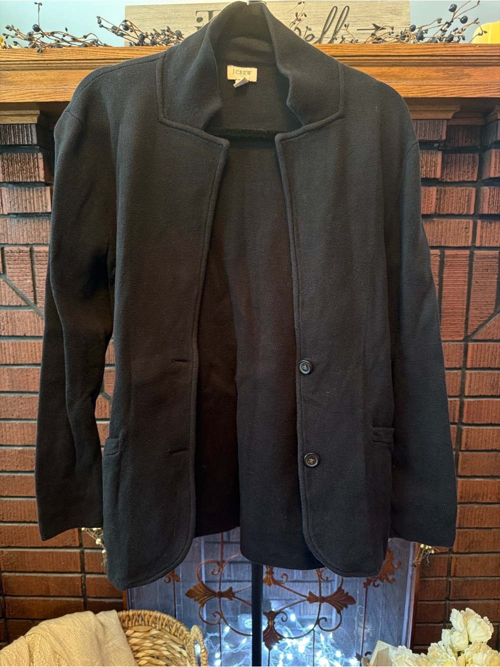 J. Crew Black Women's Pea Coat with Clean Open Front